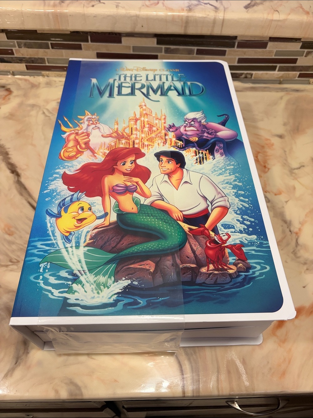 Disney The Little Mermaid Blanket inside vhs tape box.  New. Never opened